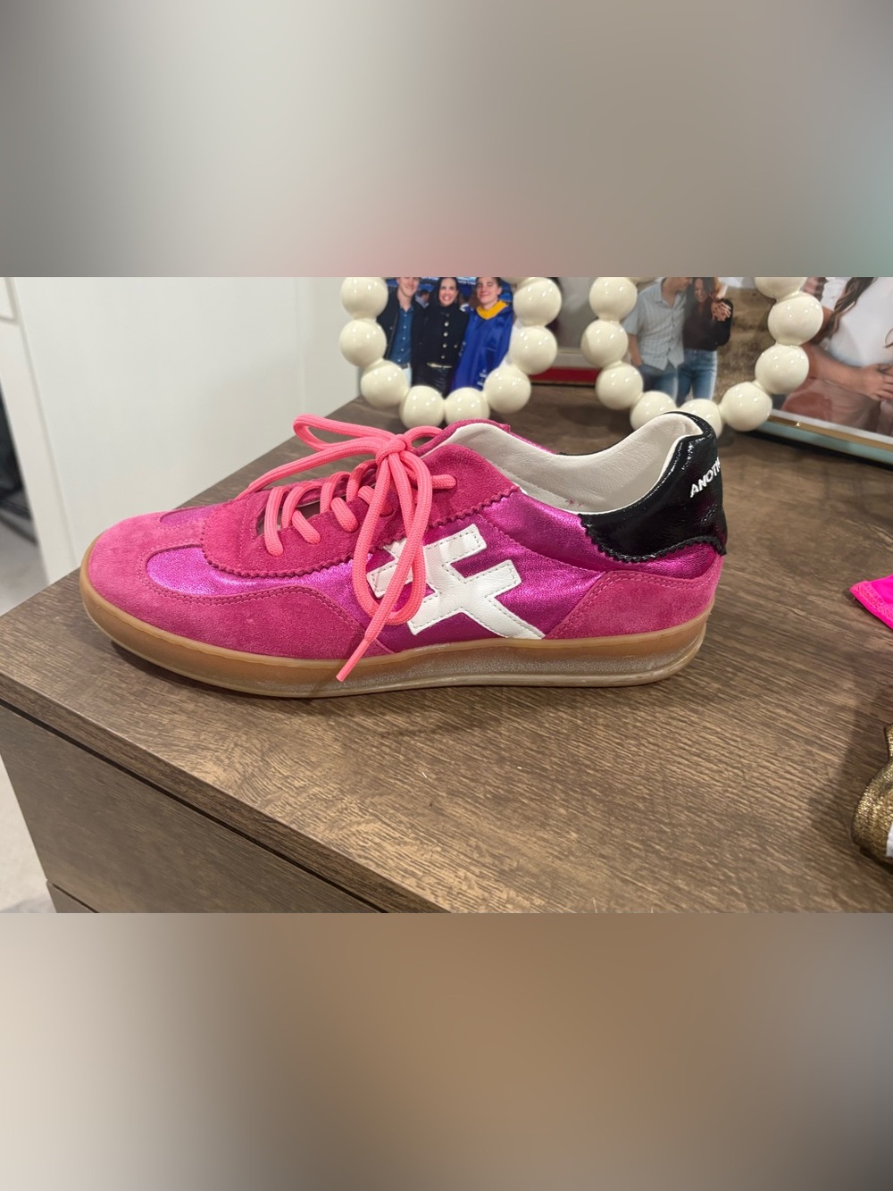NWOT Another Trend Pink Suede Sneakers